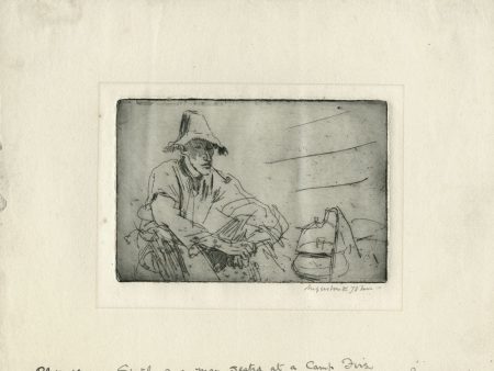 A Man Seated by a Camp Fire Online