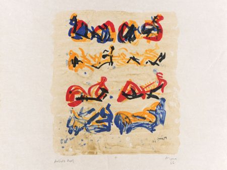 Eight Reclining Figures in Yellow Red and Blue Sale