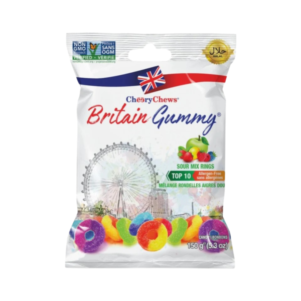 Britain Gummy Sour Mix Rings 150g Cheap