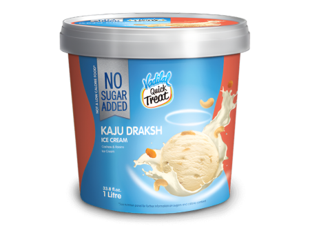 Vadilal Kaju Draksh Ice Cream - No Added Sugar 1L Hot on Sale